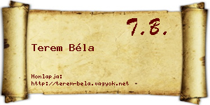 Terem Béla névjegykártya